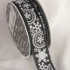 Fringed Edge Stars & Ice Ribbon Black/White 1.375 inch by 18 yards