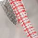 Fringed Edge Checks Ribbon White/Red 0.875 inch by 18 yards