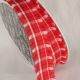 Fringed Edge Checks Ribbon Red/White 0.875 inch by 18 yards
