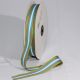 Striped 1 Inch 55 Yard Green/Orange/Blue/White  Woven Grosgrain