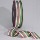 Striped 1.5 inch 55 yards Pink/White/Green Woven Grosgrain