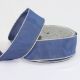 Silver Wired Taffeta Ribbon 1.5 Inch 27 Yards Navy Blue