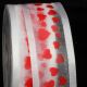 Satin Edge Organdy  Georgette 1.5in 30 Yards White with Red Hearts