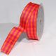 Wired Woven Edge Gingham 1 Inch 27 Yards Orange/fuchsia