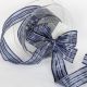 Wired Silver Satin Sheer Marla 1 Inch 25 Yards  Navy