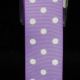 Woven Grosgrain with Polka Dots 1 Inch 22 Yards white/lavender