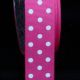 Woven Grosgrain with Polka Dots 1 Inch 22 Yards white/fuchsia