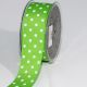 Woven Grosgrain with Polka Dots 1.5 Inch 22 Yards White/green
