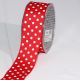 Woven Grosgrain with Polka Dots 1.5 Inch 22 Yards White/red