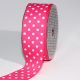 Woven Grosgrain with Polka Dots 1.5 Inch 22 Yard White/fuchsia