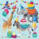 Animal Birthday Blue Lunch Napkin