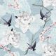 Oriental Flowers Blue Design