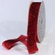 Woven Edge Glitter Velvet 1 inch by 11 yards  Scarlet