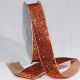 Woven Edge Glitter Velvet 1 inch by 11 yards  Copper