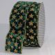 Wire Edge Velvet Glitzerstern 3 Inch 20 Yards Green/gold