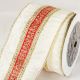 Wired Pradesh on Dupion Ribbon Ivory/Red 4 inch by 10 yards