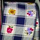 Wire Edge Print Checkered Floral 3 Inch  20 Yards Navy Floral