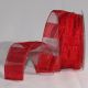 Wire Edge Organza  Modern Stripe 1.5 In  27 Yards Red