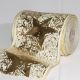 Wired Grosgrain with Star Print 6 inch by 20 yards Gold on Ivory