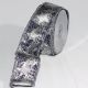 Wired Grosgrain with Star Print 2 In  20 Yards Silver on Navy