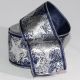 Wired Grosgrain with Star Print 3 In  20 Yards Silver on Navy