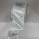 Wired Grosgrain with Star Print 3 In 20 Yards Silver on White