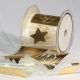 Organza Print German Christmas 3 inch by 27 yards Gold/Ivory
