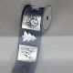 Organza Print German Christmas 3 inch by 27 yards Silver/Navy