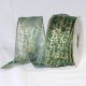 Wire Edge Sheer Print Worldly X-mas 2 Inch 27 Yards  Hunter Gold