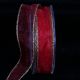 Wire Edge Organza with Gold Edge 1 Inch 27 Yards  Red