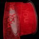 Red Organza with I Love You 2 Inch  27 Yards Red