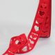 Fine Velvet Embossed Hearts 1 Inch 22 Yards  Red