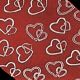 Cut Edge Organza Locking Heart 4 Inch 50 Yards White on Red