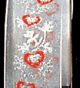 Wire Edge Sheer Glitter Heart 1.5 Inch 27 Yards White/silver