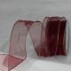 Wire Edge Organza 2 inch by 27 yards Burgundy/Gold Edge