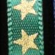 Woven Edge Printed Satin Star 1/4 Inch 100 Yard Gold/forest