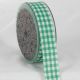 Cut Edge Gingham Ribbon 1 Inch  33 Yards  Green/white