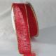 Gold Wired Edge Burlap Ribbon 2 inch by 11 yards Red