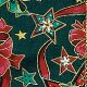 Wired Cotton Print Stars & bows 2.5 Inch 20 Yards Hunter