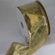 Gold Wired Lame with Print 3 inch by 20 yards Gold
