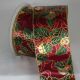 Wired Satin Holiday X-mas Bells Print 3 inch by 20 yards Red