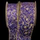Wire Edge Sheer  Flower Swirl 3 Inch 20 Yards  Purple