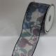 Wired Semi Sheer Holiday Fruit 3 inch by 20 yards Navy