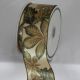 Wired Satin Print Fall Leaves 2 inch by 20 yards Light Green