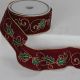 Wired Velvet with Application 2.5 inch by 10 yards Burgundy Leaves