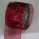 Wired Organza Print Roses 2.5 inch by 27 yards Red