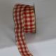 French Wired Woven Check Susi 1.5 Inch 27 Yards Gold/red