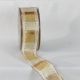 French Wired Woven Taffeta VV 1.5 Inch 27 Yards Gold/ivory