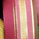 French Wired Elegant Stripe 1.5 Inch 27 Yards Gold/burgundy