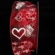 Wired Sheer Print Love*Love.. 1.5 Inch 20 Yards Red/white